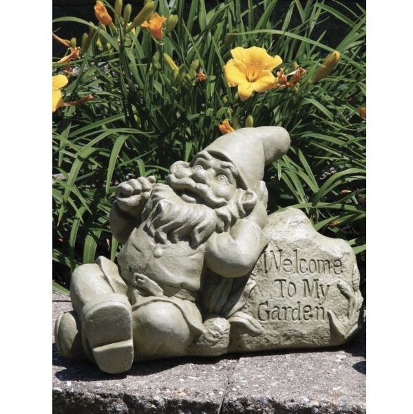 Lazy Daze Gnome Welcome to My Garden Cast Stone Garden Gnome