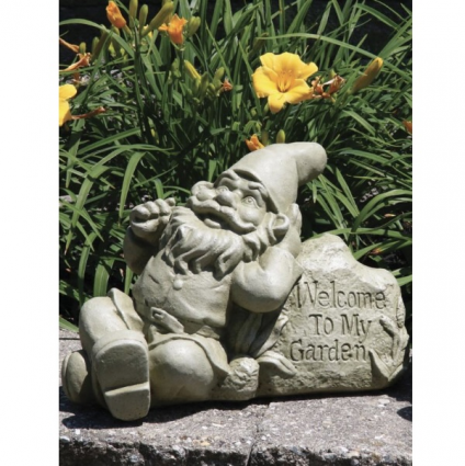 Lazy Daze Gnome Welcome to My Garden Cast Stone Garden Gnome