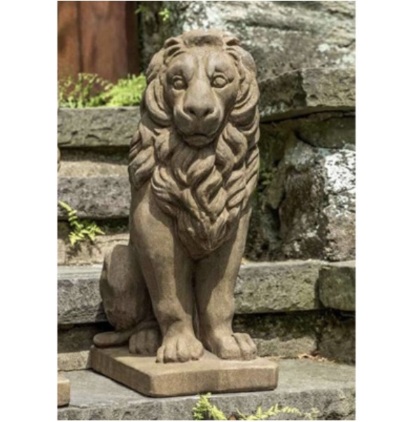 Lion Sentry Left Cast Stone Garden Statue