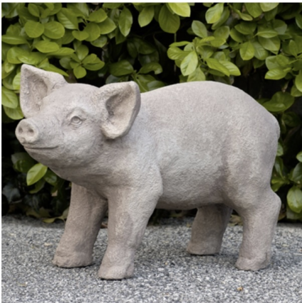 Curly Pig Cast Stone Garden Statue