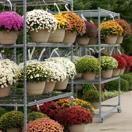 Colorful Fall Mum Hanging Basket