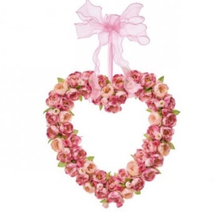 Pink Rose Heart Wreath 18″