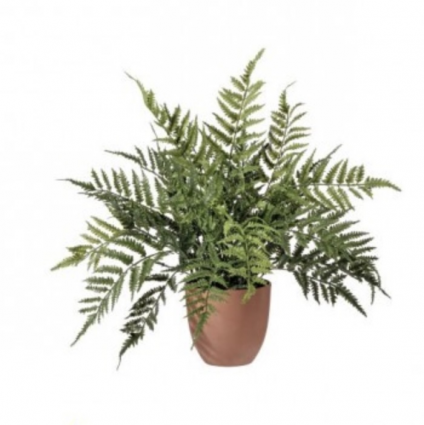 UV Natural Touch Leather Fern Potted Plant 19″