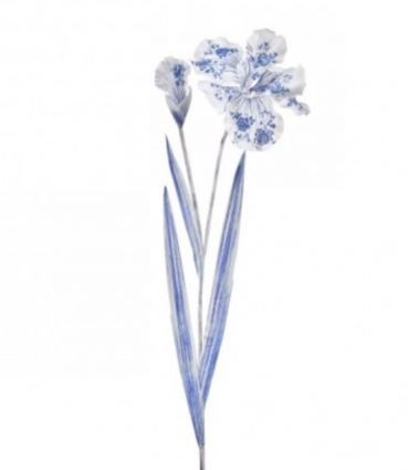 Antique White/Blue Iris Spray 27″