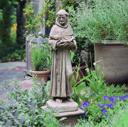 Saint Francis with Shell Cast Stone Garden Statue
