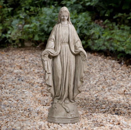 Small Madonna Cast Stone Garden Statue