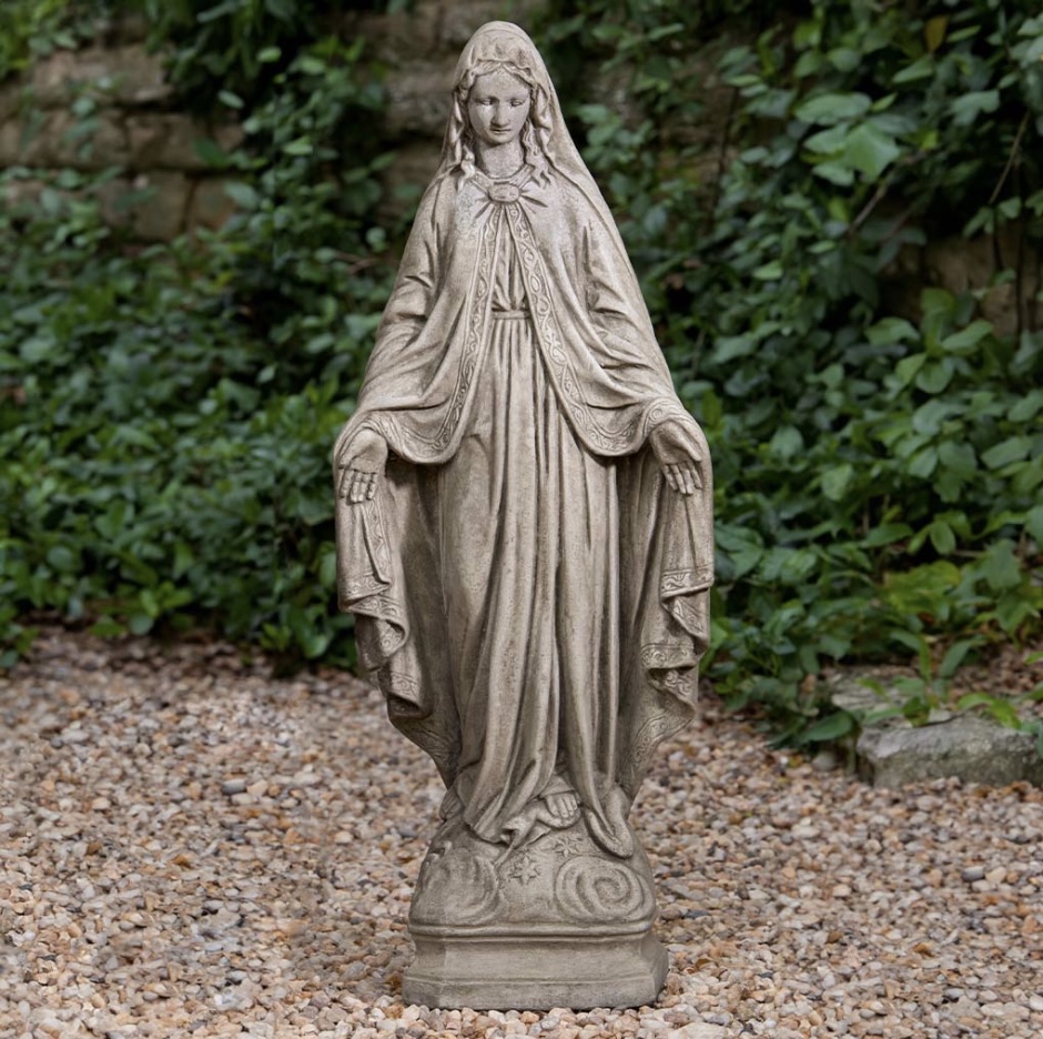 Medium Madonna Cast Stone Garden Statue