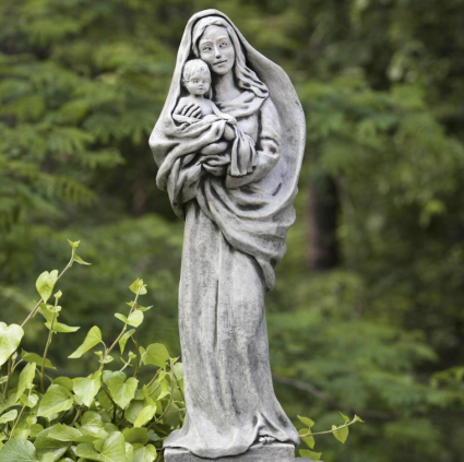 Standing Madonna and Child Cast Stone Garden Statue