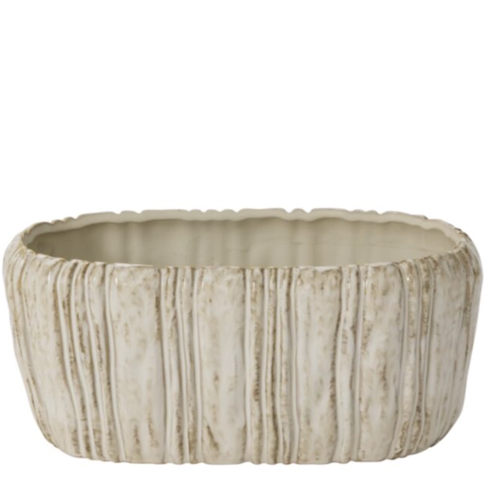 Cedric Off-White Ceramic Trough 10.75"