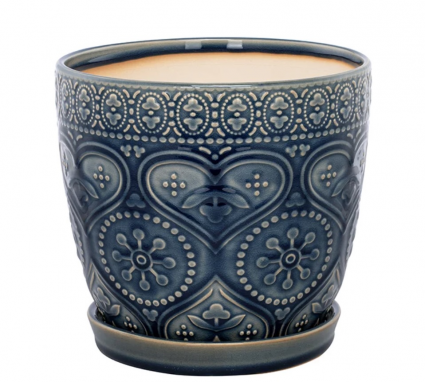 Large Ornamental Heart Ceramic Planter with Saucer 7.5″