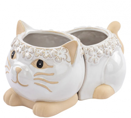 Charming Cat Ceramic Split Planter