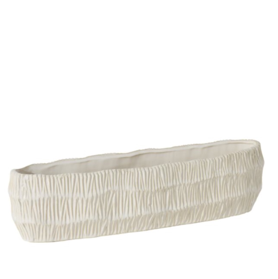 Reynold Warm White Ceramic Trough 17.75" 