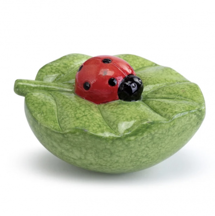Ladybug on Leaves Ceramic Water Floater 4.5"