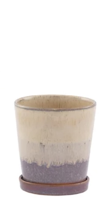 Beige & Brown Ceramic Planter 4"