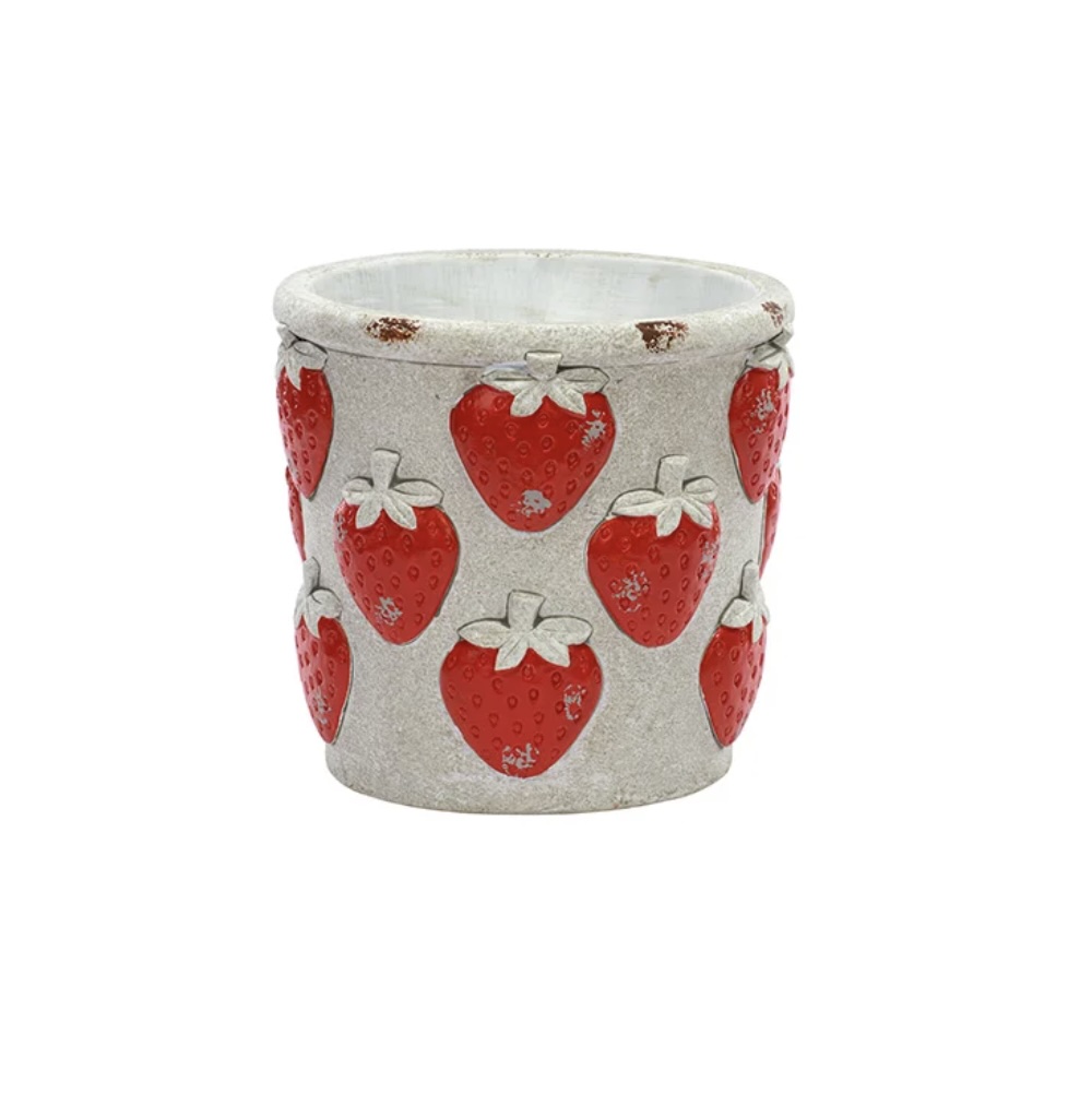 Strawberry Rustic Concrete Planter 4.75"