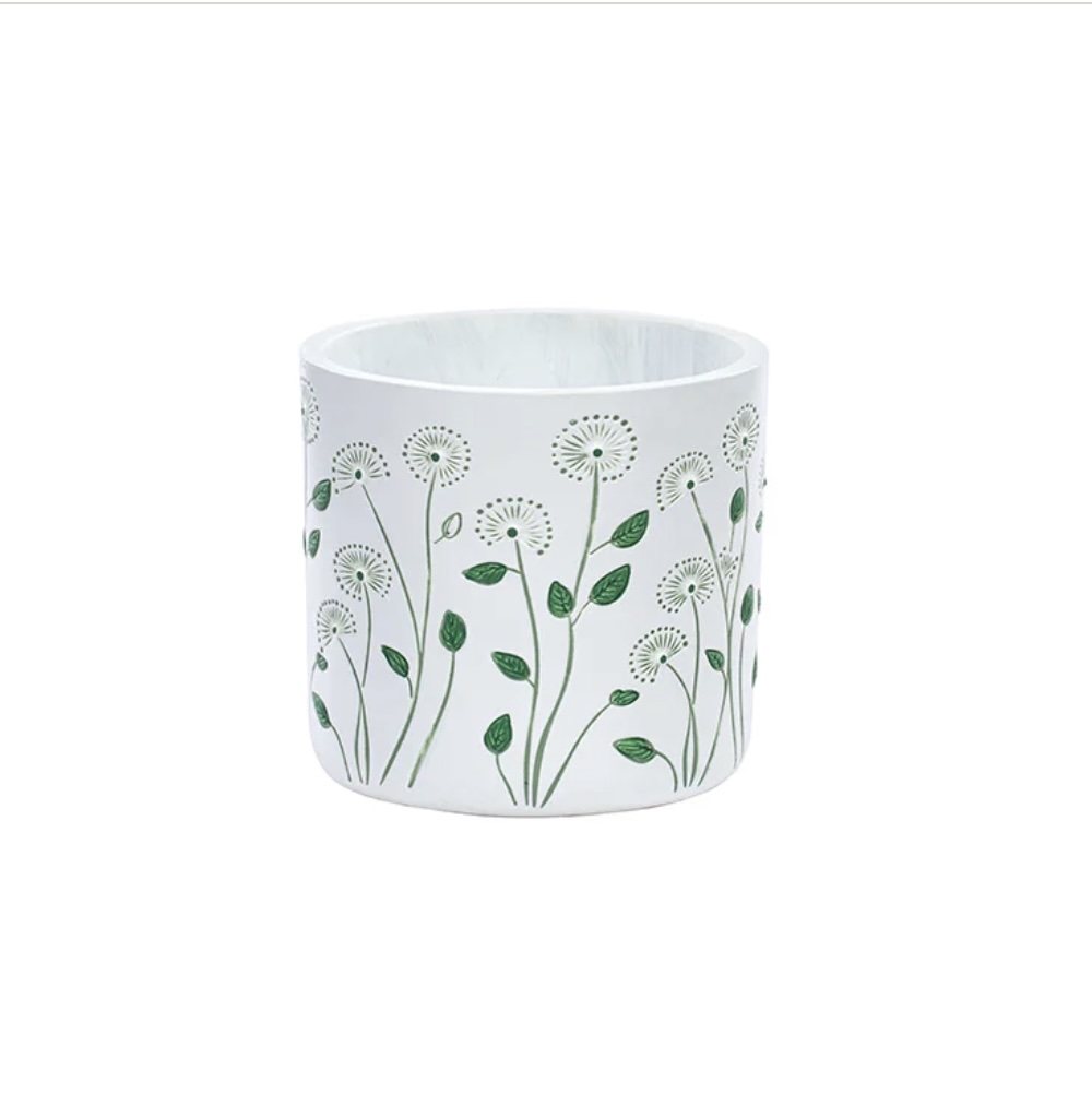 Dandelion Bloom Round Concrete Planter 4.75"