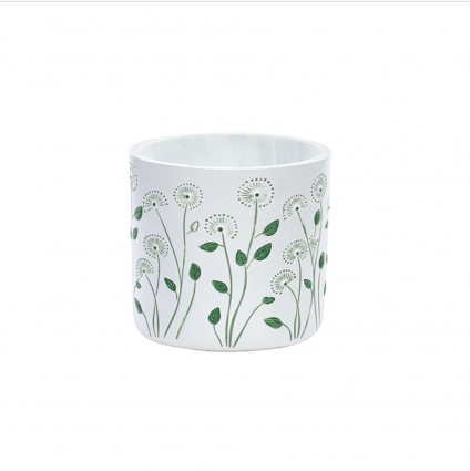 Dandelion Bloom Round Concrete Planter 4.75"