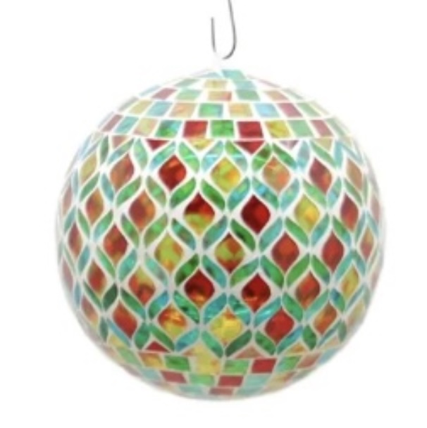 Yellow and Green Mosaic Hanging Glass Globe 8"