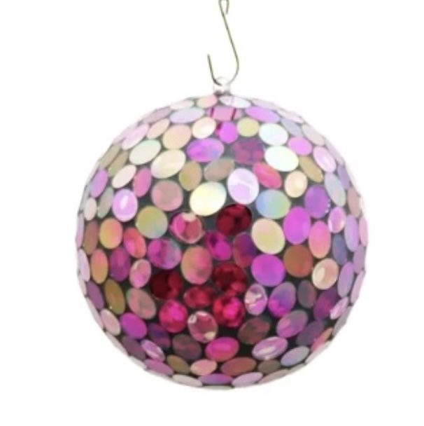 Red and Pink Mosaic Hanging Glass Globe 8"
