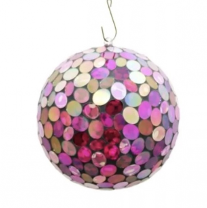 Red and Pink Mosaic Hanging Glass Globe 8"