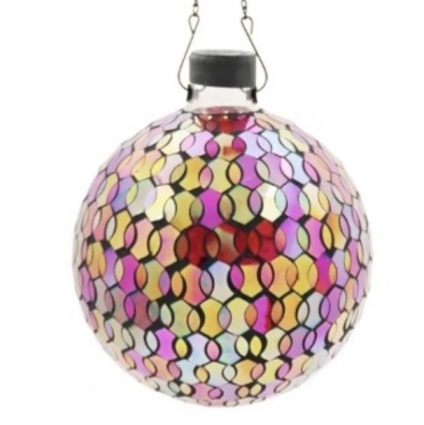 Red Geometric Mosaic Hanging Glass Globe 10"