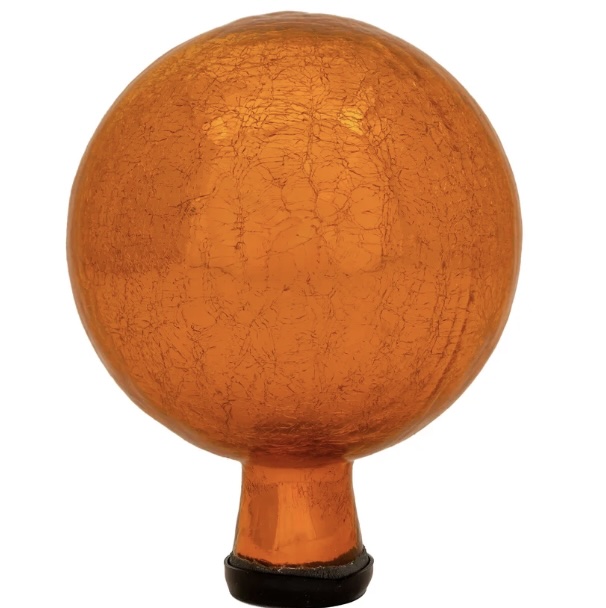 Mandarin Orange Crackle Glass Gazing Globe 6"