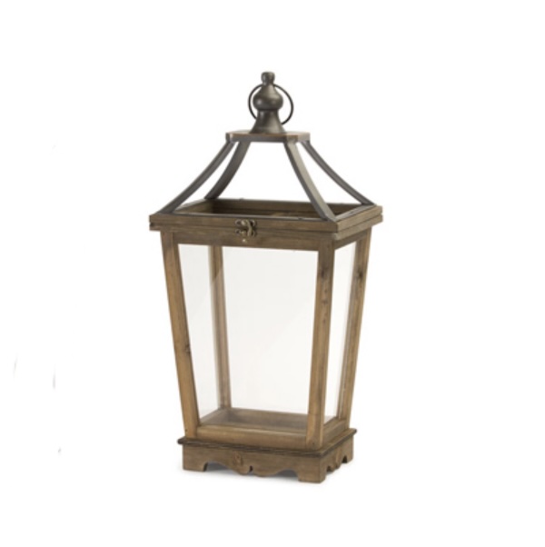 Wood and Glass Lantern 24"