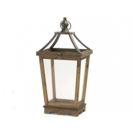 Wood and Glass Lantern 24"