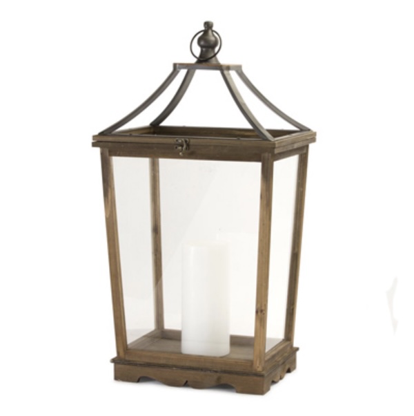 Wood and Glass Lantern 30.5"