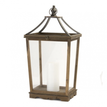 Wood and Glass Lantern 30.5"