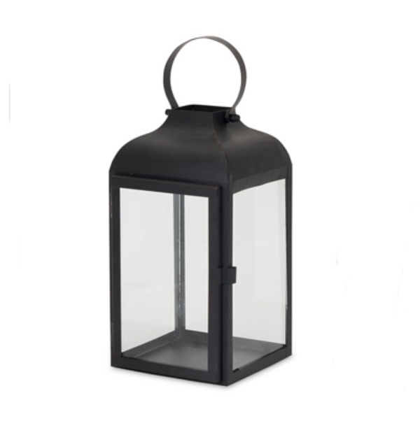 Iron and Glass Lantern 12.75"