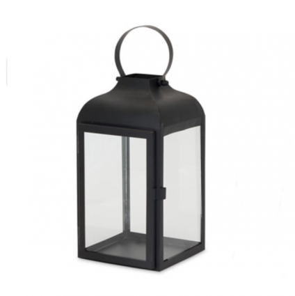 Iron and Glass Lantern 12.75"