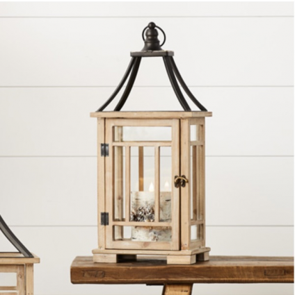 Wood and Metal Lantern 23"