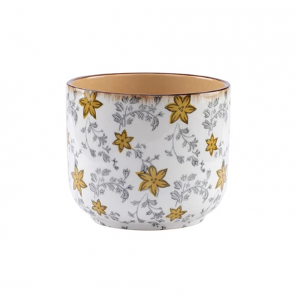 Large Floral Decal Ceramic Pot