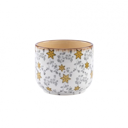 Medium Floral Decal Ceramic Pot