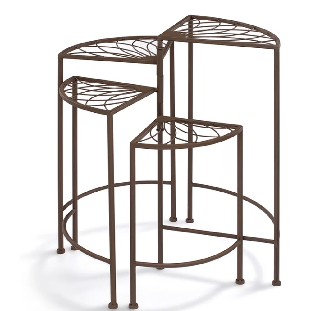 Rustic Corner Metal Plant Stand 25"H