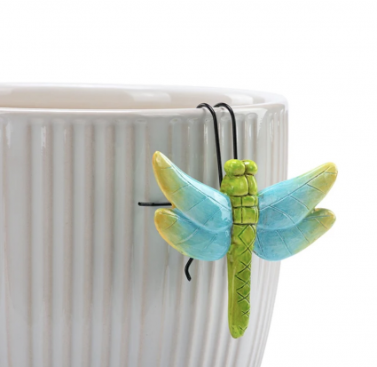 Blue and Green Dragonfly Resin Pot Hanger 1.5"