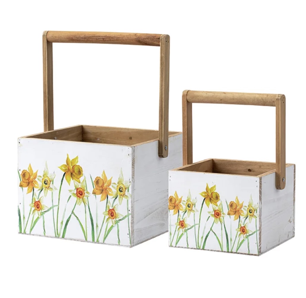 Daffodil Wooden Planter Box with Handle 5.5"