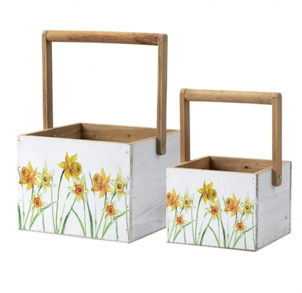 Daffodil Wooden Planter Box with Handle 5.5"
