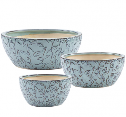 Small Blue Botanical Vine Ceramic Dish Garden