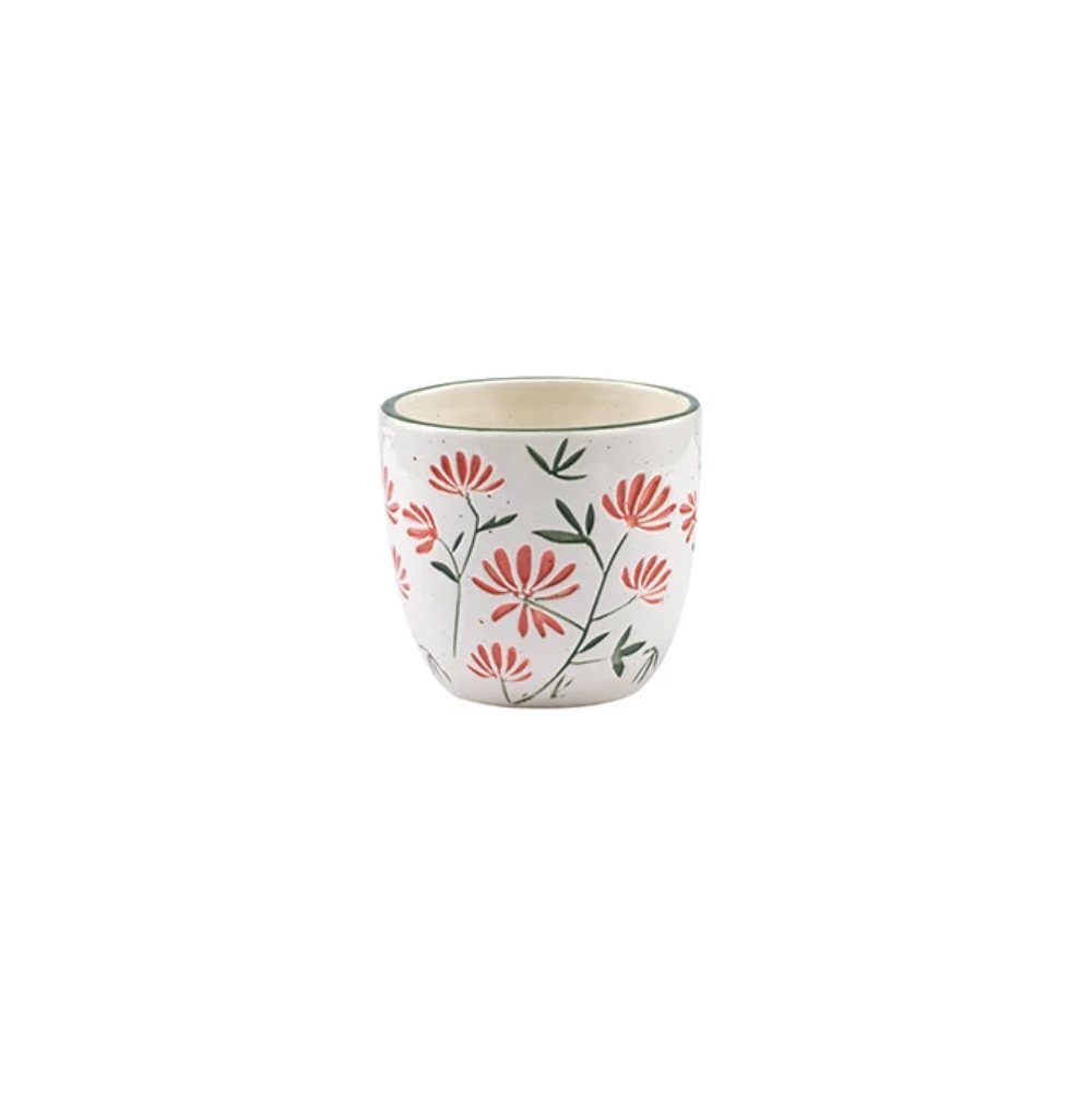 Botanical Pink Flower Ceramic Planter 3.5"
