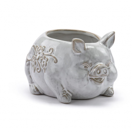Round Belly Pig Ceramic Planter
