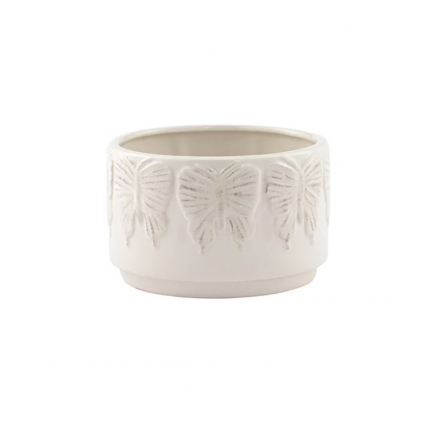 White Butterfly Pattern Ceramic Planter 5"