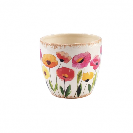 Colorful Poppy Floral Ceramic Planter 5"