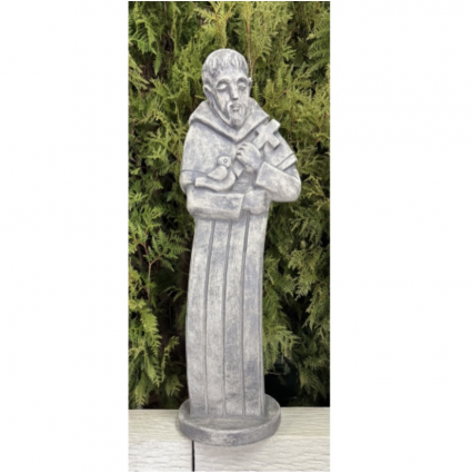 Modern Saint Francis Cast Stone Garden Statue 31"