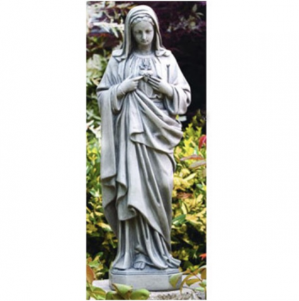 Sacred Heart of Mary Cast Stone Garden Statue 26"