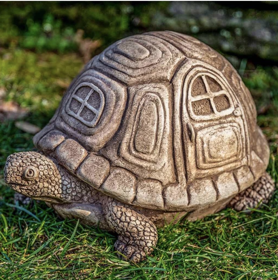 Traveling Turtle Cast Stone Garden Statue 6.5"