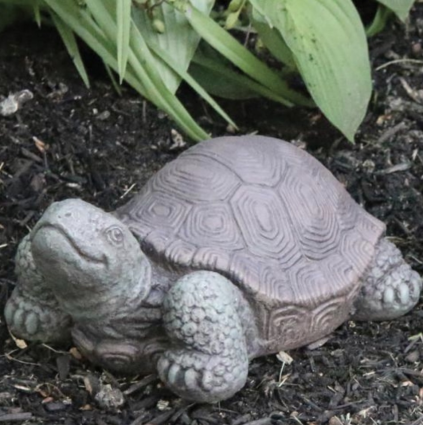 Small Tortoise Cast Stone Garden Statue 4.25"
