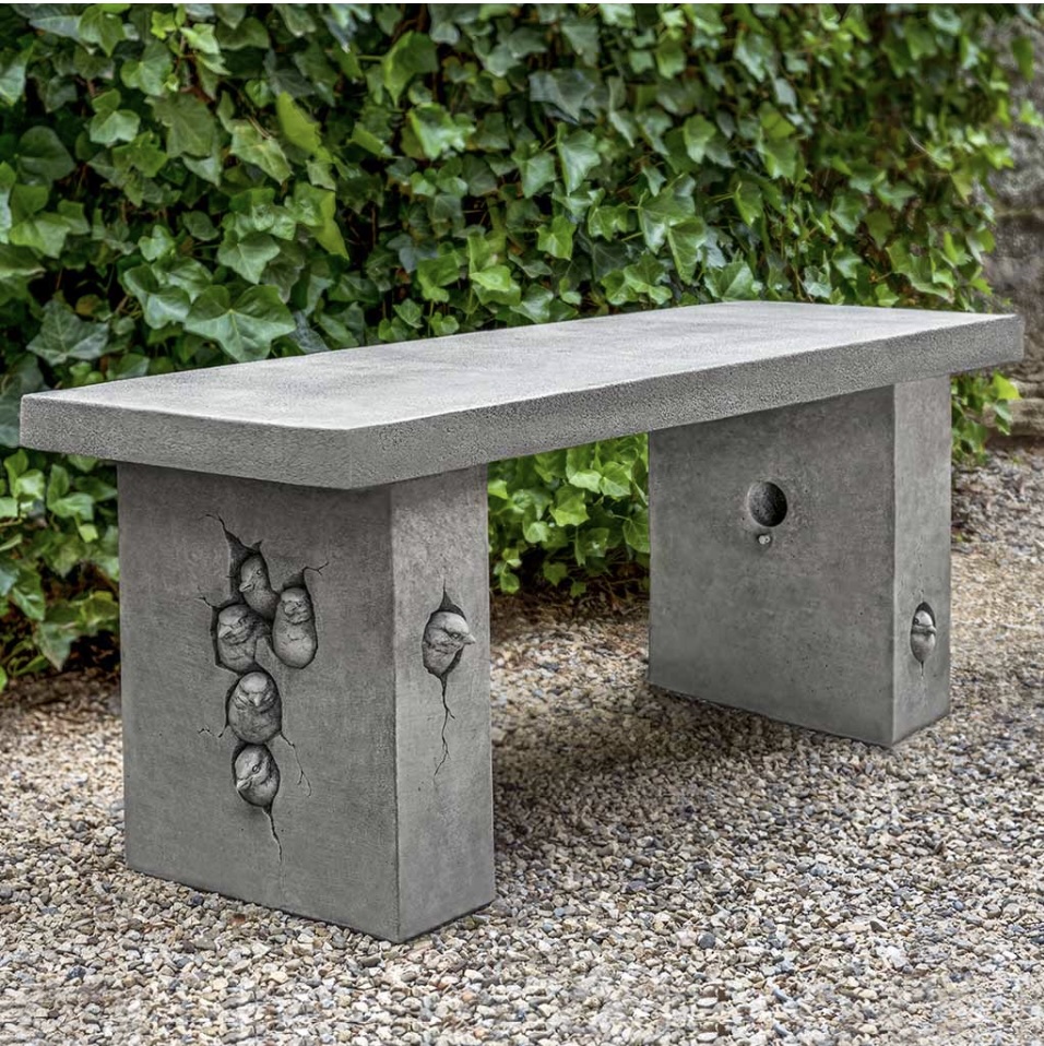 Birdhouse Concrete Bench 48"
