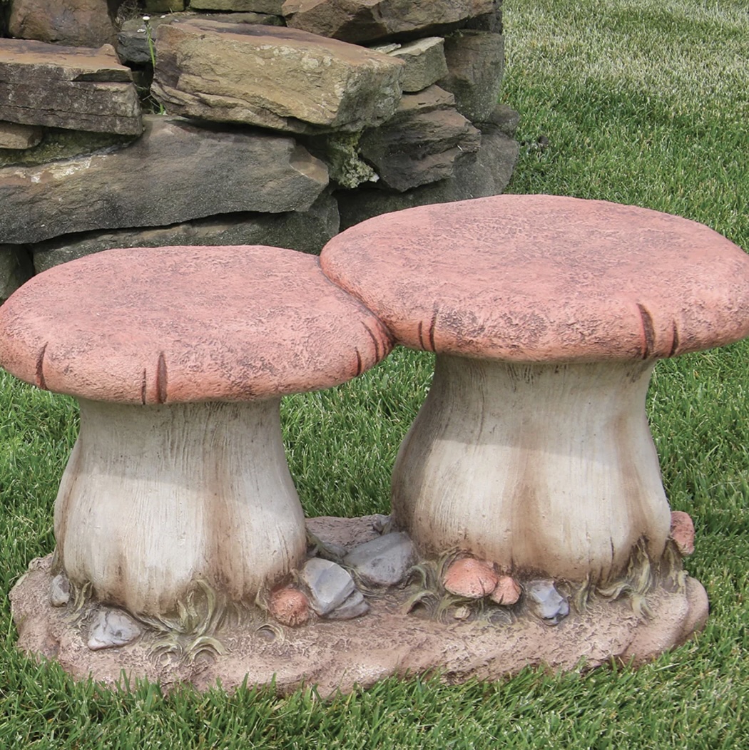Double Mushroom Concrete Seat 29"